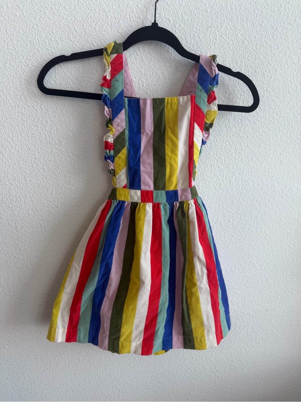 Mini Boden Striped Corduroy Dress 6-7 Years Colorful Rainbow